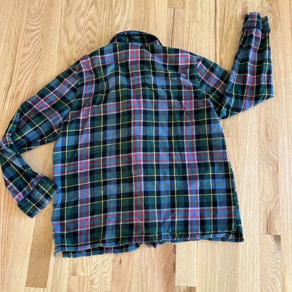 Lands’ End Boys’ Red Plaid Flannel Pajama Long Sleeve Button Front 10 -12 cotton - Picture 4 of 4